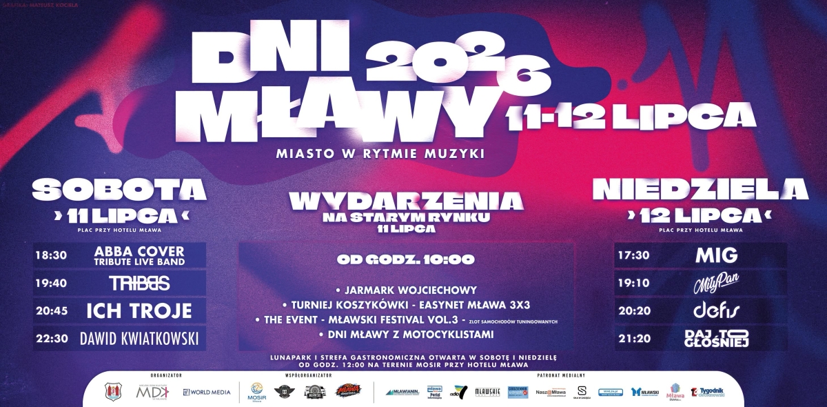 Dni Mławy już w ten weekend. Dwa dni koncertów, atrakcji i świętowania 597-lecia miasta